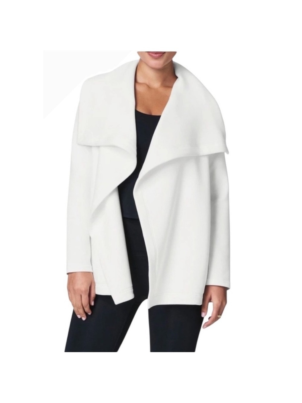 SPANX White Open-Front Draped Waterfall Sweater Jacket